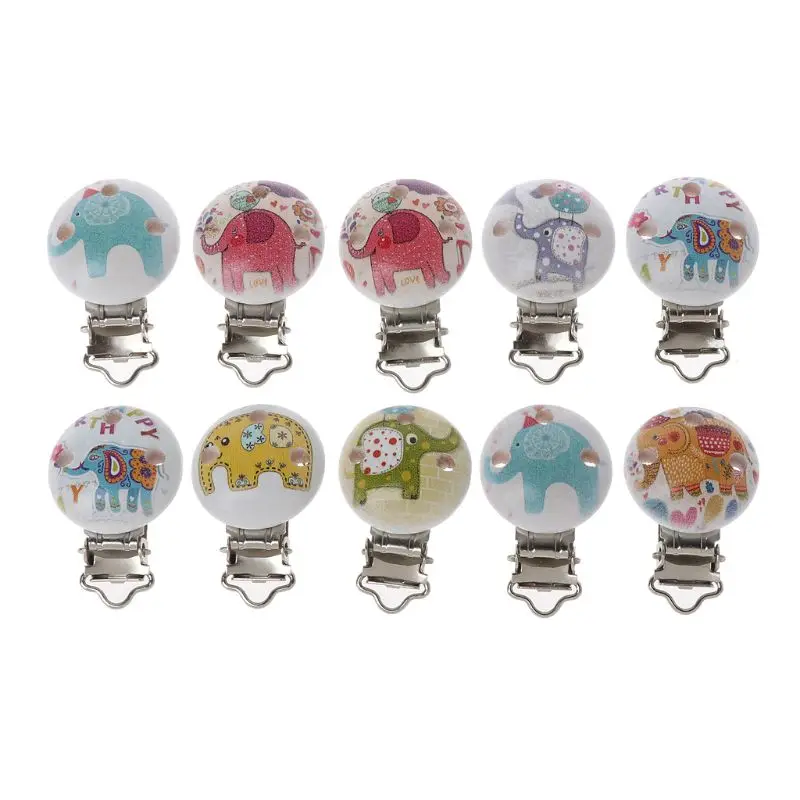 

5pcs Wooden Baby Children Pacifier Holder Clip Infant Cute Round Nipple Clasps