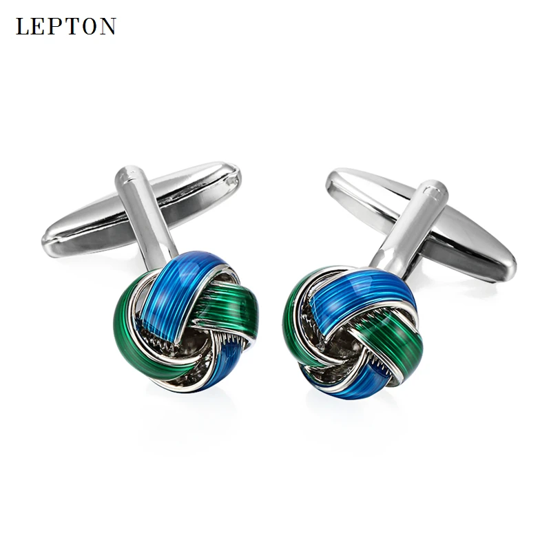 2018 Fashion Metal Knot Cufflinks For Mens Lepton Blue & Green Knots