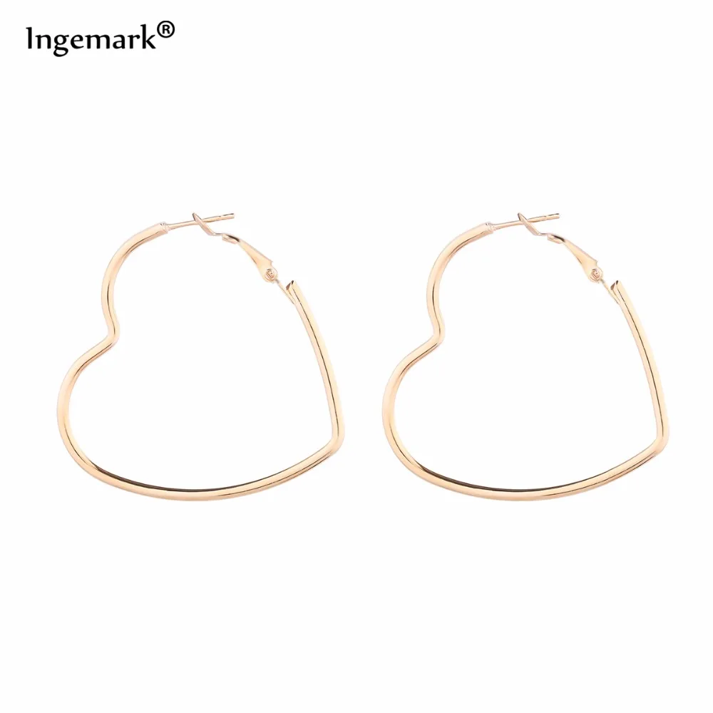 

Fashion Korean Big Hollow Heart Hoop Earrings for Women Statement Geometric Earrings Pendientes Girls Ear Jewelry