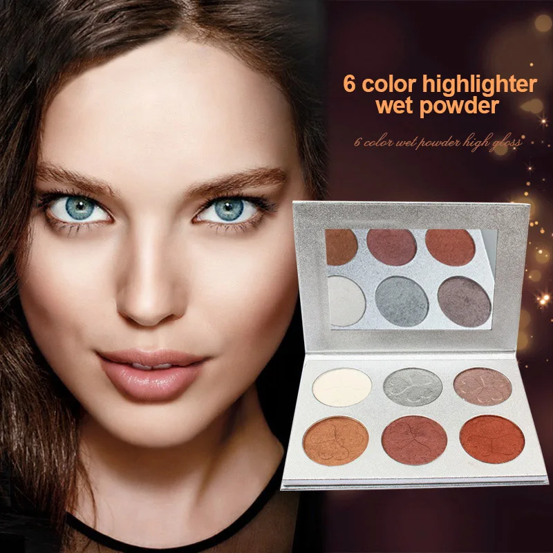 

Highlighter Powder Palette 6 Colors Prominent Side Profile Highlight Face Contouring for Women YUF99