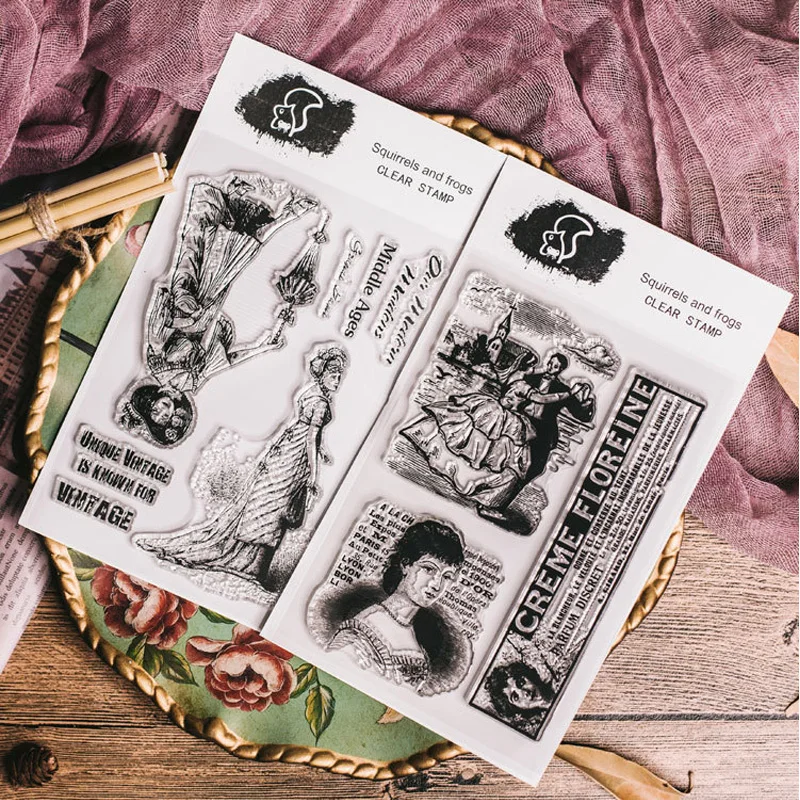Винтажный женский прозрачный штамп, Европейский средневековый стиль, штампы для девушек, печать для украшения своими руками, бумажные карточки для скрапбукинга, рукоделие, тиснение