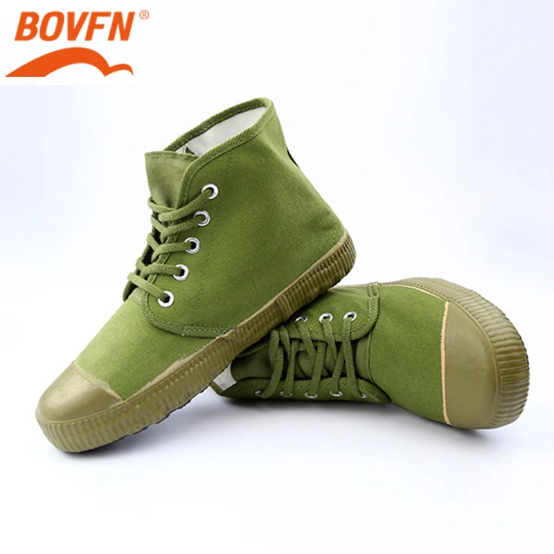  Hot Sales Army Green Man High-top Non Slip Safety Canvas Shoes Wear-resistant Rubber Farmland Worke