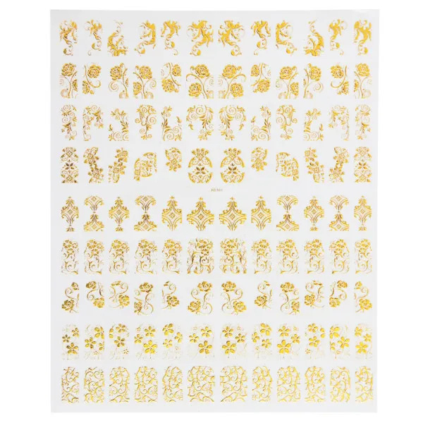 1 шт 3D золото Bronzing наклейка на ногти DIY святить Клей цветок полный гель лак для ногтей Art Маникюр CHAD101-106 - Цвет: AD101