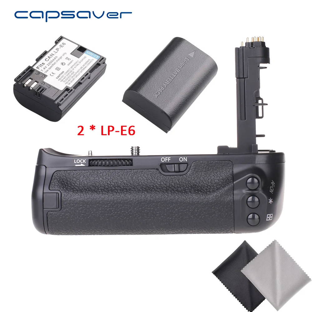 Capsaver Вертикальная Батарейная ручка с 2 шт LP-E6 батареями для Canon EOS 6D DSLR камера Замена BG-E13 мульти-Мощность держатель батареи