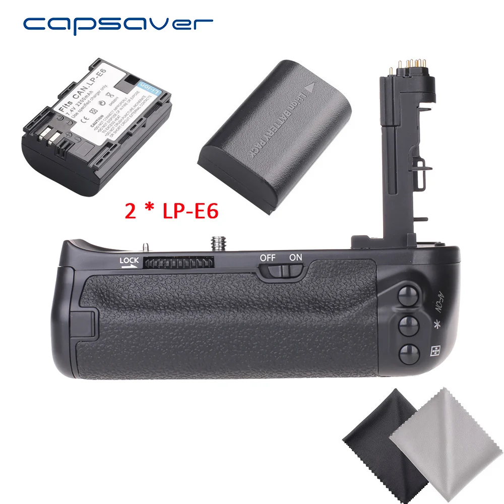 capsaver Vertical Battery Grip with 2pcs LP E6 Batteries for Canon EOS