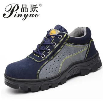 

2018 Spring Work Boots Men Steel Toe Suede Leather Breathable Casual Shoes Labor Insurance Safety Shoes