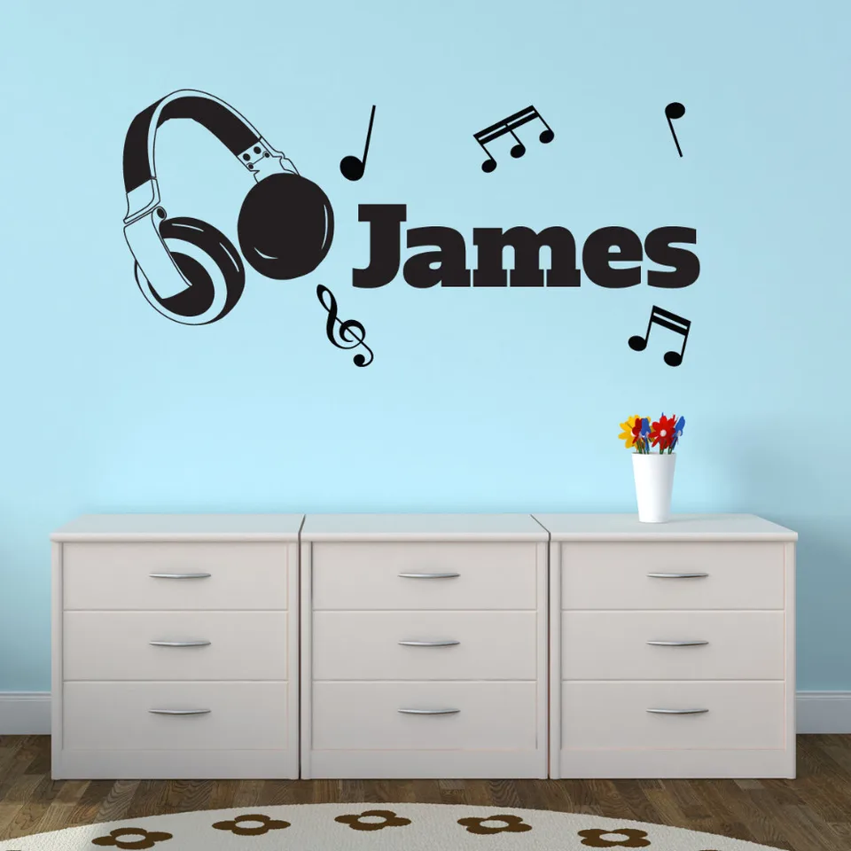 Stiker Dinding Kustom Nama Mussic Cufhie Personalisasi Adesivo Da Parete Note Musikale Adesivi Stiker Dinding Bayi A261 Baby Wall Decals Name Wall Decalswall Decals Aliexpress