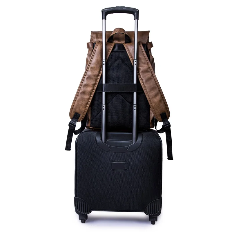 Школьный кожаный рюкзак в консервативном стиле, сумка для колледжа, простой дизайн, вместительные рюкзаки для ноутбука черного и коричневого цветов