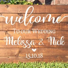Свадебные Добро пожаловать значки-наклейки Виниловая наклейка для Обручение торжества индивидуальные имена Дата съемные настенные наклейки украшения G39