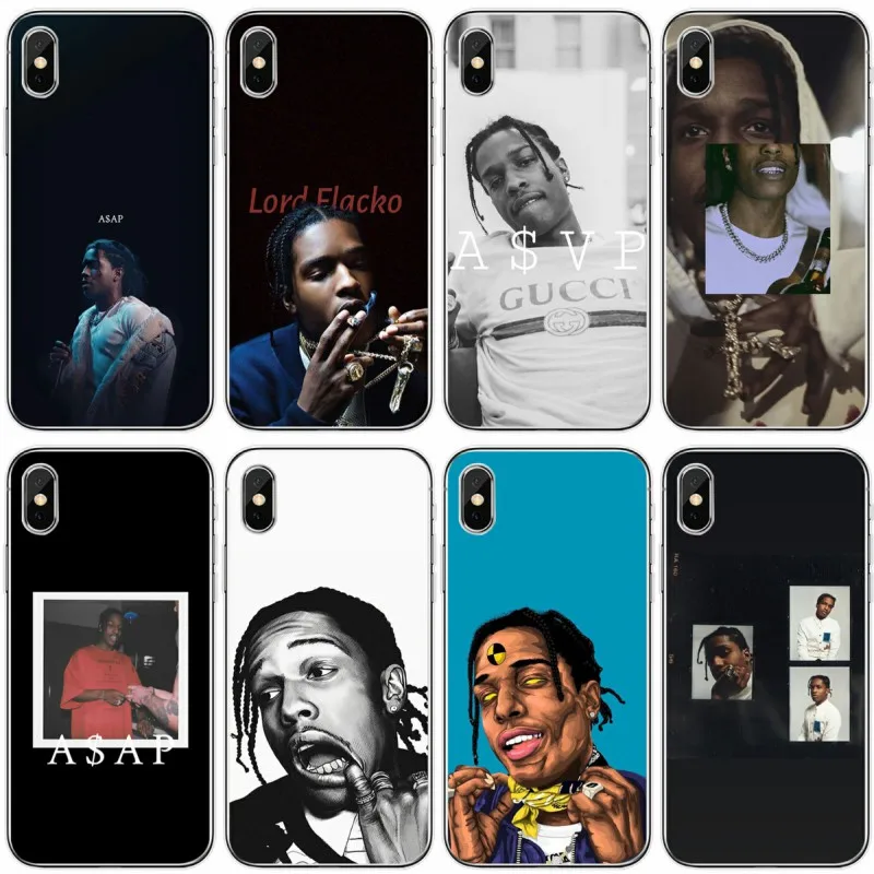 

ASAP Rocky Rapper DIY Painted Soft Silicone TPU Phone Case For X XS XR XS Max Phone Case For iPhone 5 5S SE 6 7 8 plus
