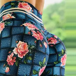 Litthing 2019 Для женщин леггинсы с цветочным принтом для девочек Фитнес облегающие Лосины Высокая Талия Высокая эластичные леггинсы плавки