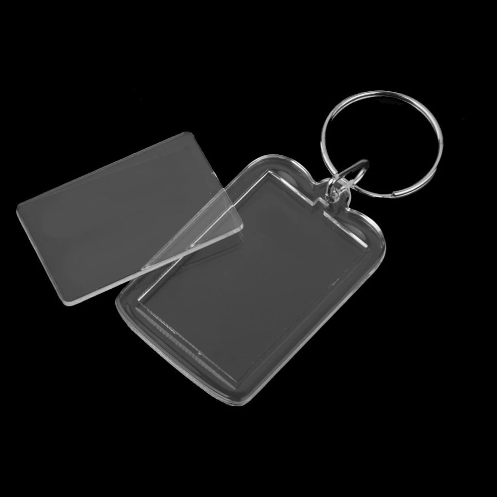 

10pcs Rectangle Acrylic Blank Frame Keyring Creative Insert Photo Picture Frame Split Ring Keychain Gift 5*3.3cm