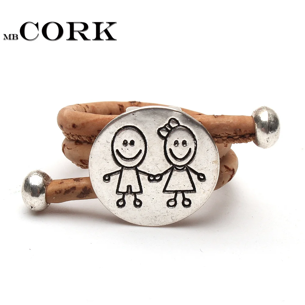 Cork ring Wood color cork, silver alloy, accessories, boys and girls, handmade ring, Adjustable,R-1021