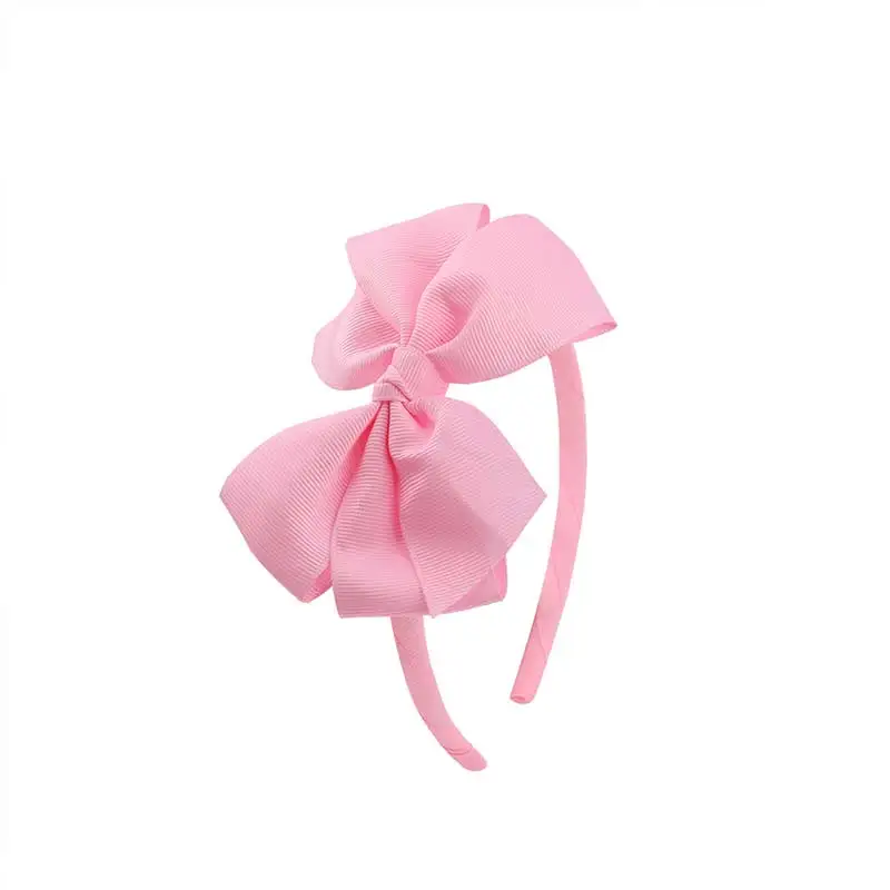 Pink C Обруч для волос для девочек с бутиком, ободок с бантиком, Одноцветный бант, лента, 1 шт., 98 цветов, Детская повязка на голову в горошек, Свадебная - Цвет: Pink C