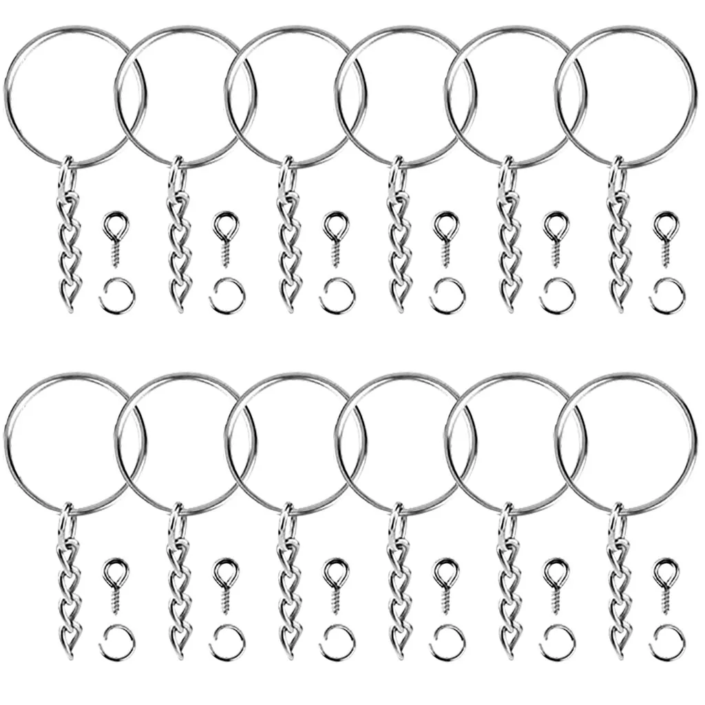 

100Pcs Keychain Rings with Chain and 100 Pcs Screw Eye Pins Bulk for Crafts F626