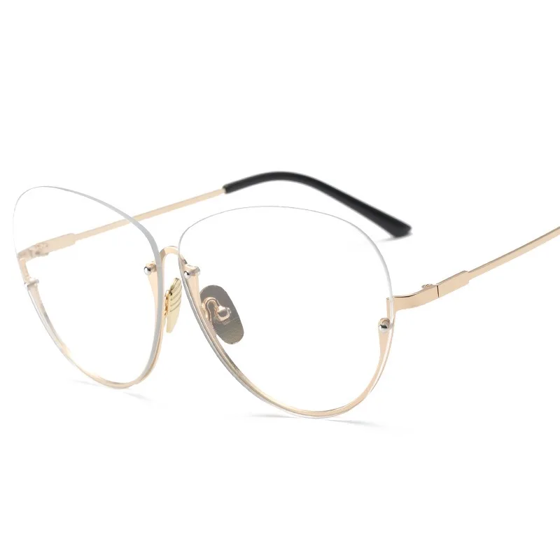 

IMAKEFASHION Fashion Semi-rimless Glasses for Women Unique Oversized Clear Lens Eyeglasses Frame JWW219