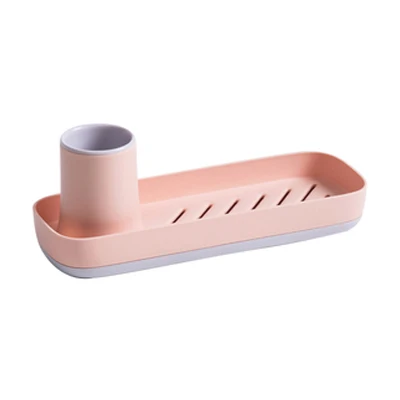 Кухня Раковина Органайзер губка сухой держатель Ванная комната мыло скрубберы коробка для хранения аксессуары для хранения - Цвет: Розовый