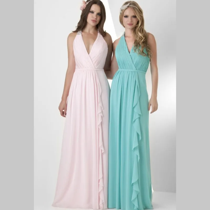 Newest 2016 Beach Bridesmaid Dresses Mint Green Beading V Neck Wedding