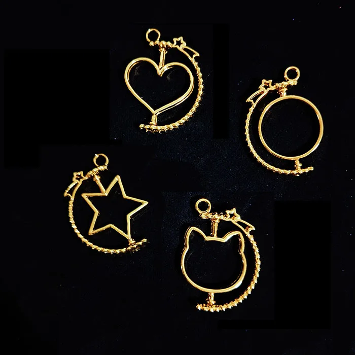 

5pcs/lot Rotating Metal Frame Jewelry Findings UV Resin Epoxy Charms Bezel DIY Jewelry Accessories
