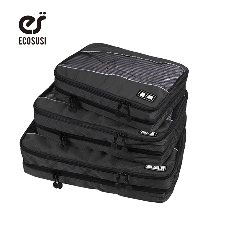 

ecosusi 3pcs Packing Cubes Double Compartments Men's Travel Bags For Packing Clothes Underwear Storage Bag Luggage Suitcase