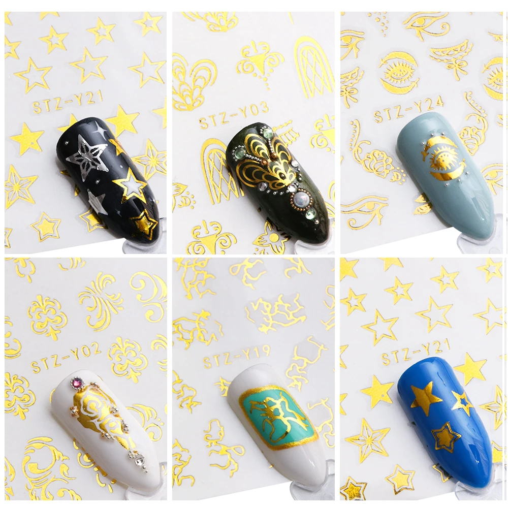 1 шт Весна новая красота воды наклейки слайдеры золото уникальный дизайн для ногтей Маникюр украшения TRSTZ-Y01-29