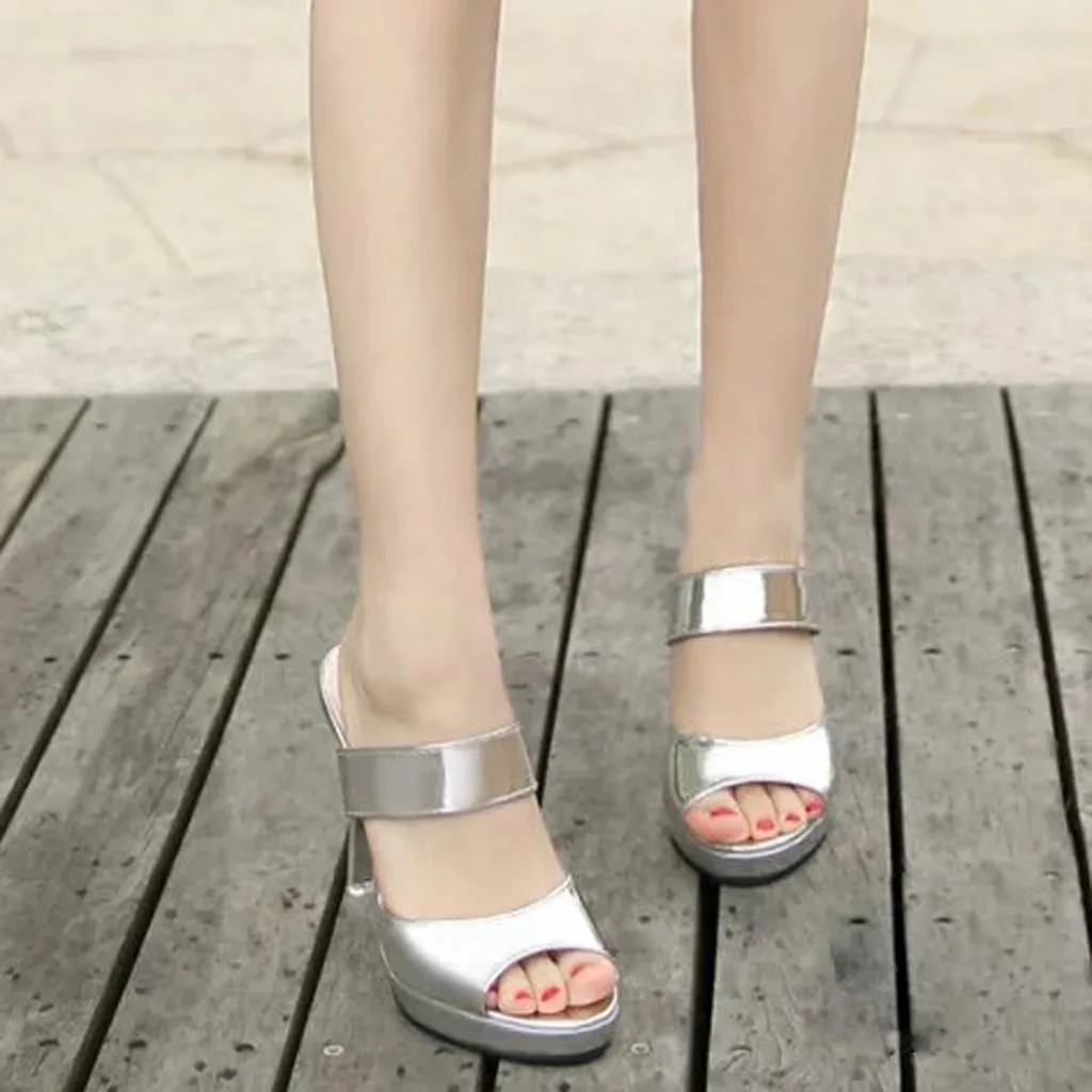 

MUQGEW Slip-On Basic Women's Slipper Sandals Fashion Spring And Summer New Solid Color Ladies Sandals super high heel sandal