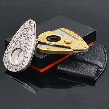 

Antique Tush Carving Pocket Sharp Bronze Cigar Cutter With Case Cohiba