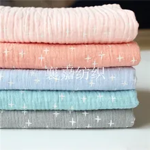 Детская одежда из хлопка и льняной креп, двухслойная трикотажная ткань, одежда для месяца, противомоскитные штаны, пижама, ткань