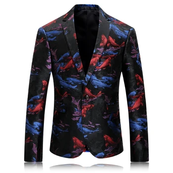 

Mens Printed Blazer Stage Clothes for Singers Flower Blazer Mens Blazer Pattern Mens Bar Nightclub Fashion Plus Size 4XL Wedding