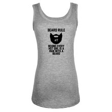 iDzn Beard Rule Behind Every Hot Girl Is A Man With A Beard Print Casual Women’s Vest Sleeveless Tanks for Lady Girls Tank Tops