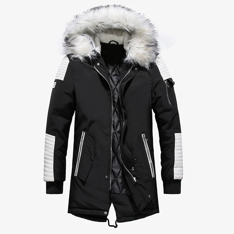 	2018 Jacket Men Winter Padded Parka Men Warm Down Coat Detachable Raccoon Fur Men's Parkas Thick Alaska Jackets Plus Size 4XL