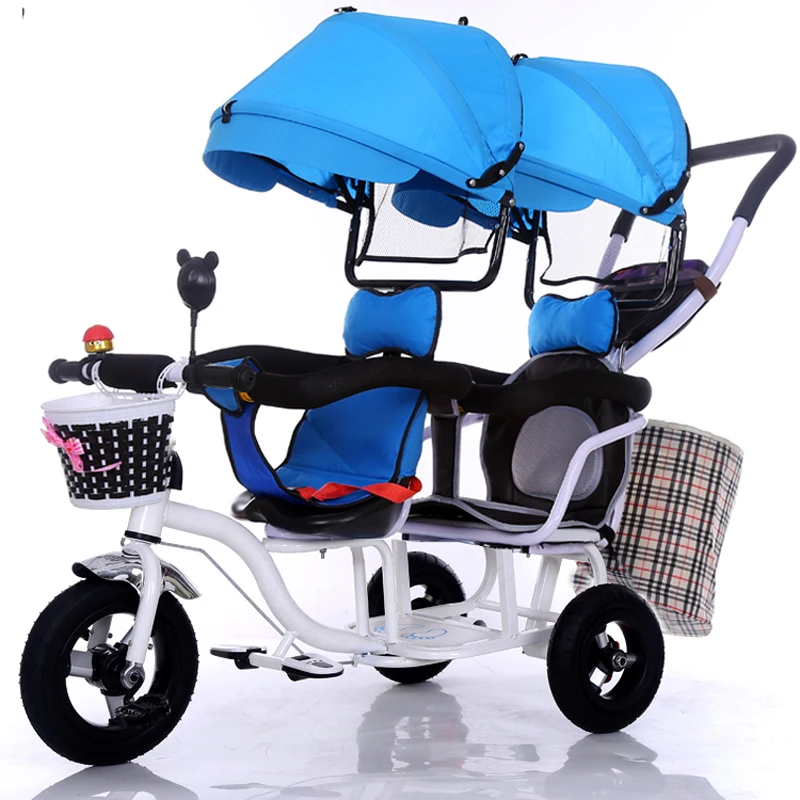 Трехколесный велосипед с двойным сидением 12 дюймов для детей|tandem trike|tricycle twinskids