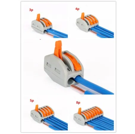 

Wago Type 10pcs 222-412(PCT212)/413/415 Universal Compact Wire Wiring Connector Conductor Terminal Block With Lever 0.08-2.5mm2