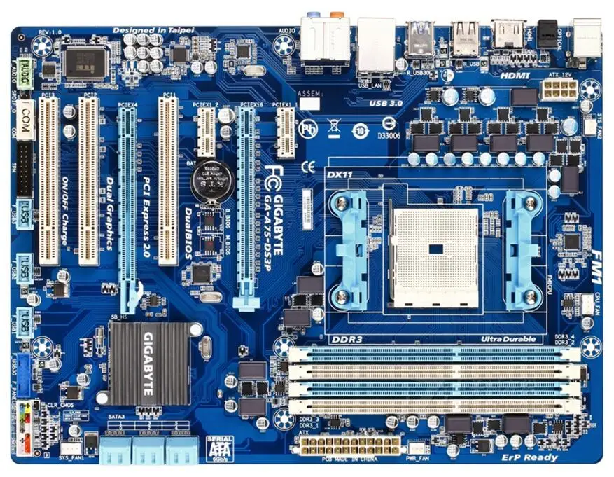 For Gigabyte GA-A75-DS3P Original Used Motherboard A75-DS3P for AMD A75 Socket FM1 DDR3 USB3.0 SATA3 | Компьютеры и офис
