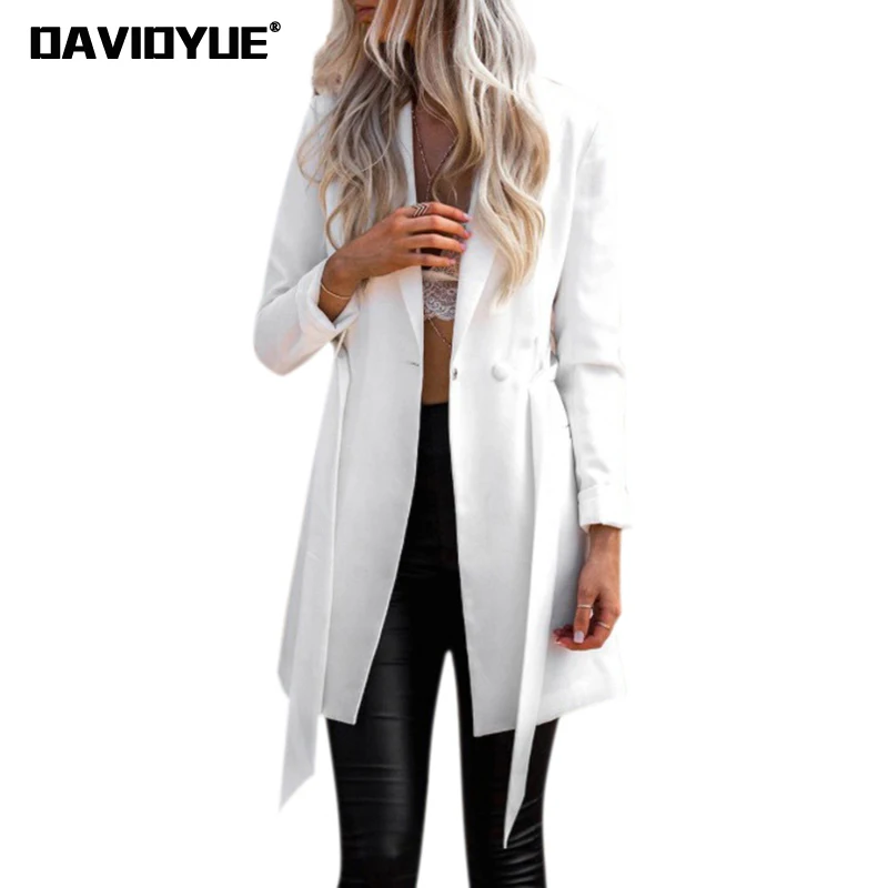 Elegant sashes long Suit Blazer women Spring v neck long sleeve Jacket