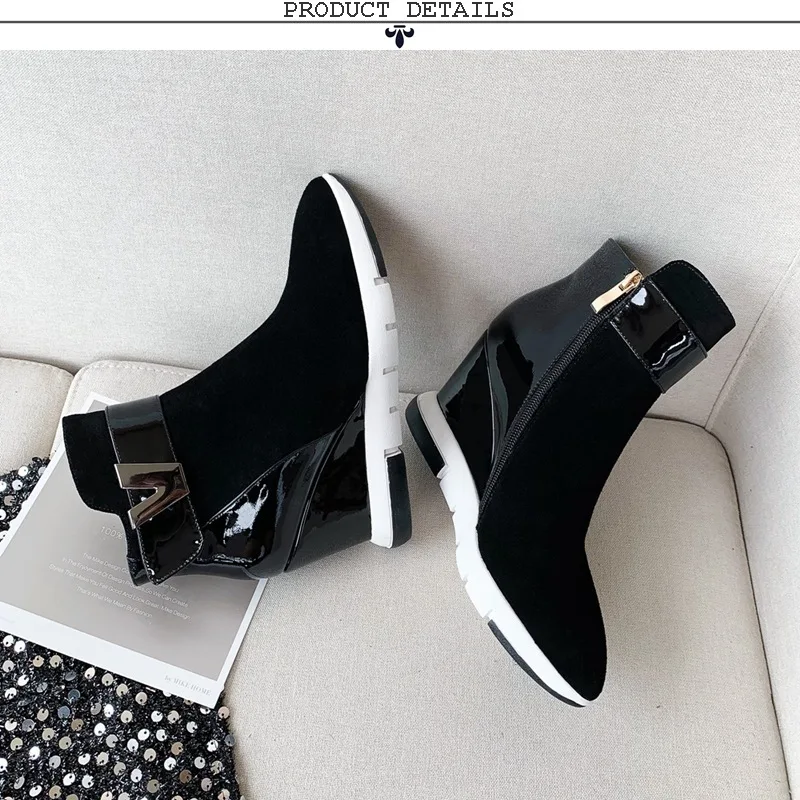 ZVQ woman shoes winter warm new fashion pointed toe zip ankle boots outside super high heels platform ladies shoes drop shipping