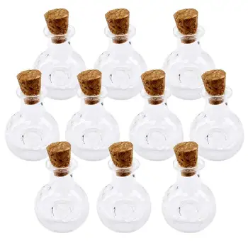 

10Pcs Bulb Shape Mini Bottles Multi Usage Cork Glass Bottles Clear Mini Cork Vials Transparent Wish Drift Bottles For Diy Colorf
