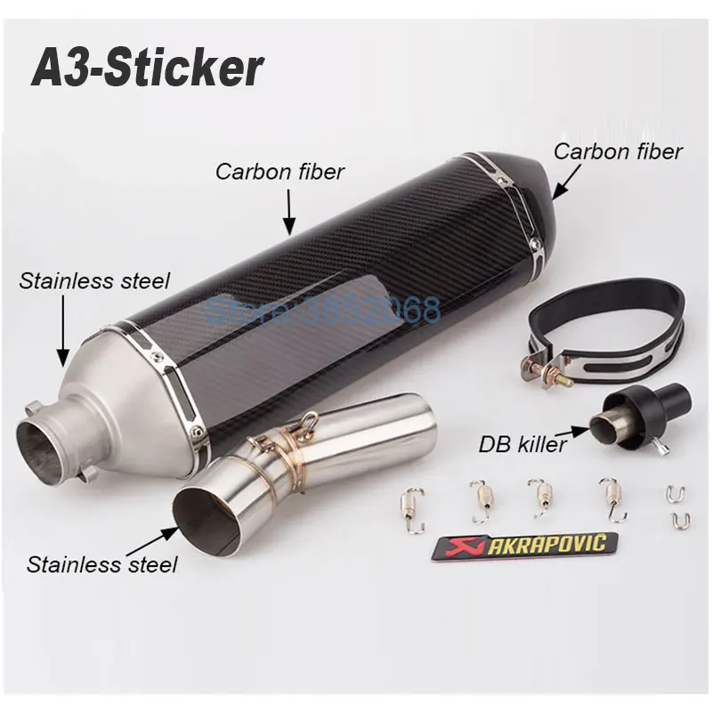 Motocicleta Akrapovic Logo Laser Escape fibra de carbono de la motocicleta silenciador con Db Killer para F800gs F650gs F700gs F800R