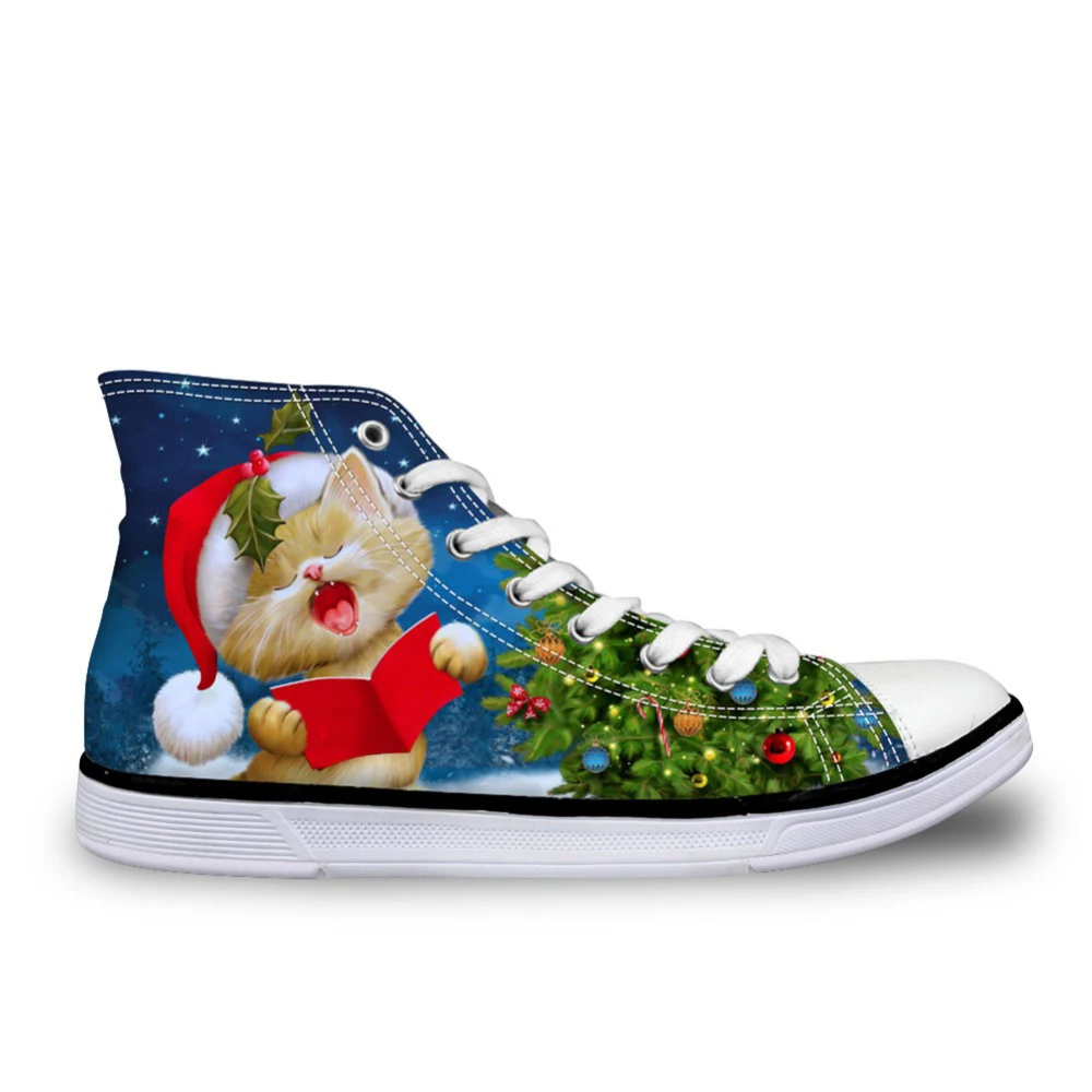 

Customized Merry Christmas Party 2019 Women's Sneakers Classic High Top Women Flats Vulcanize Shoes for Female Girls Xas Gifts