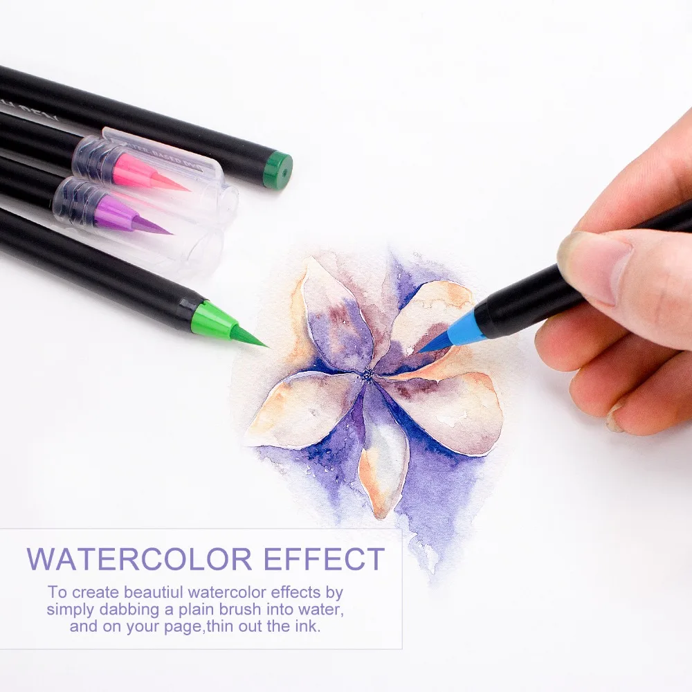 Ручки для кистей, 24 цвета, акварельные ручки и 1 кисточка для рисования по цвету, комическая каллиграфия, дизайн Ручек