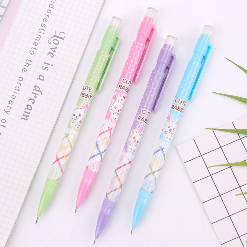 1PC Plastic Mechanical Pencil With Eraser 0.7mm Automatic Pen for Kids