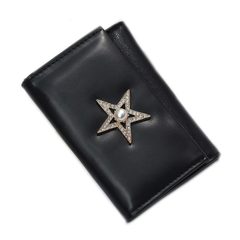 

Women Wallet Female Leather Purse Trifold Short Card Coin Holder Wallets High Quality Star Money Clip Photo Money Clip Purses