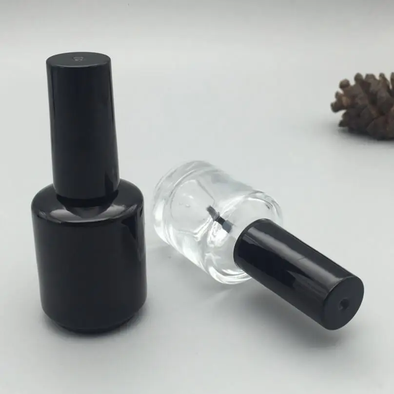 Wholesale 10ml Matt Black Glass Round Empty UV Gel Empty Nail Polish