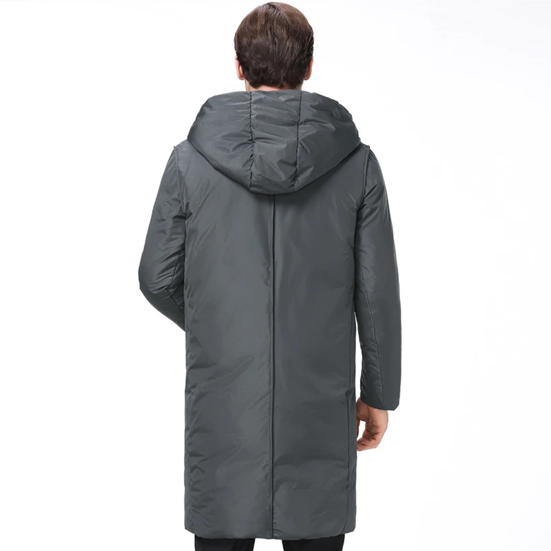 2018 Новая зимняя мужская пуховая куртка однотонная Повседневная Длинная в