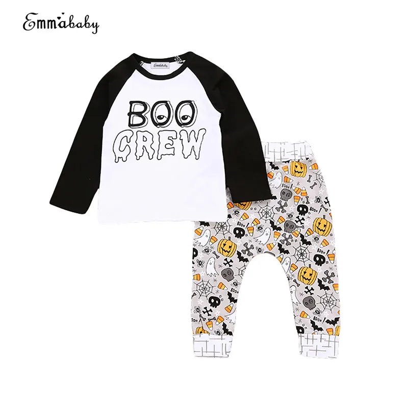 Emmababy Newborn Baby Boy Girl clothing set letter Halloween pumpkin