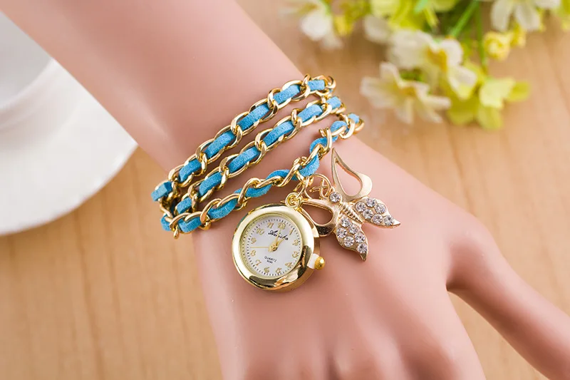 Good Selling Fashion Hand Chain Accessories For Girl Women MK Butterfly Charm Pendant Watches