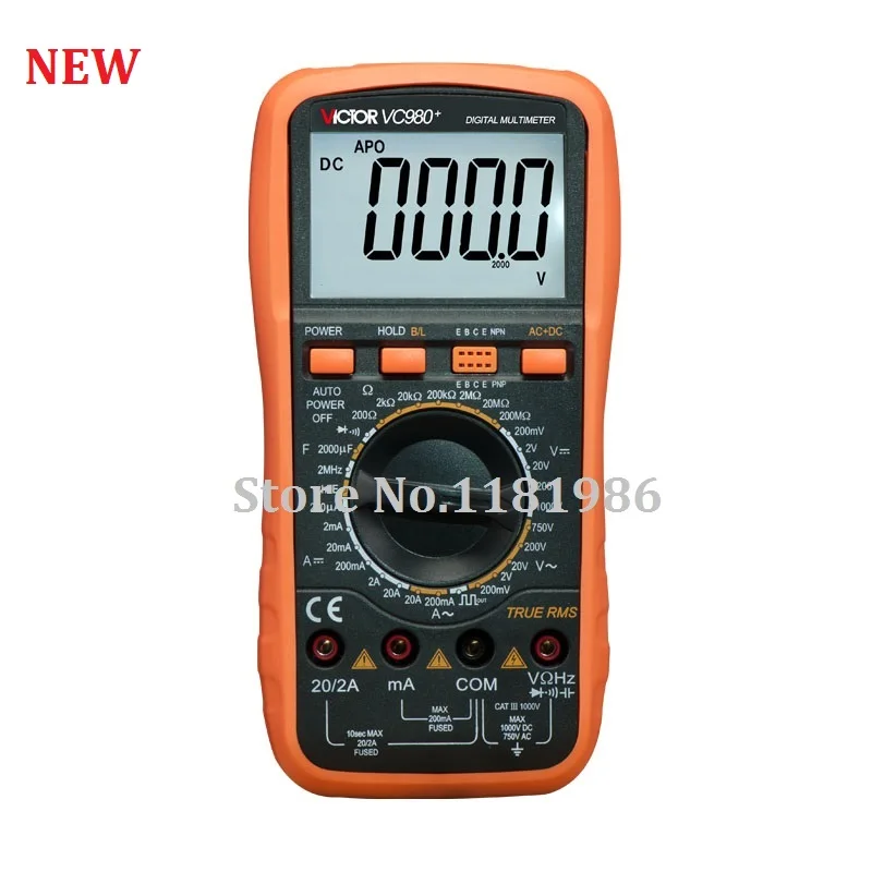 

VICTOR VC980+ T-RMS Digital Multimeter Handheld Autoranging Electronic Instrument with Large LCD Display