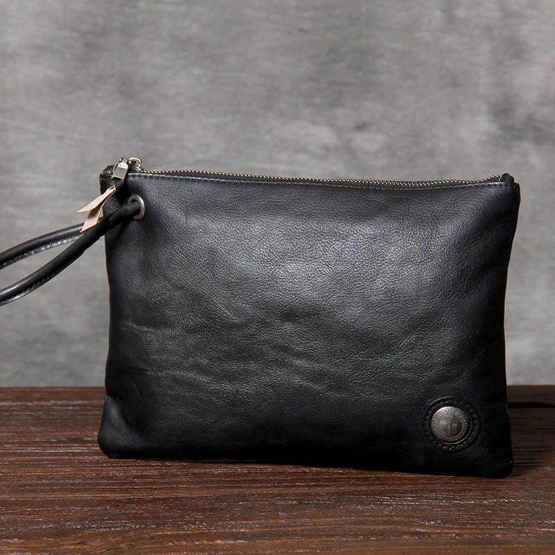 AETOO Head cowhide men hand bag handmade vintage handbag simple leather bag