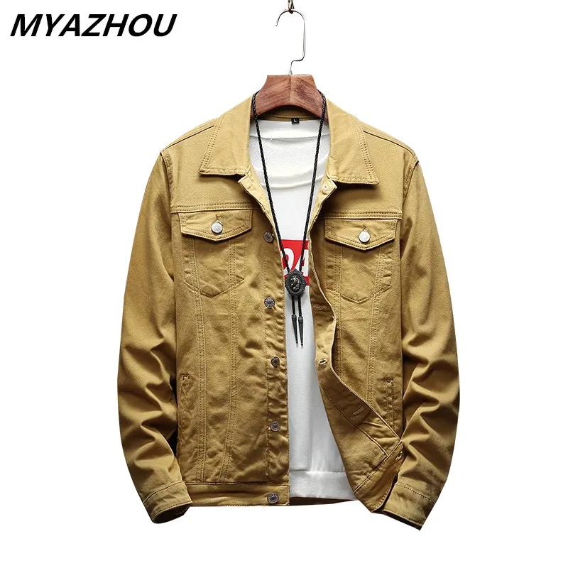 

(7 colors) solid color denim jacket 2019 spring new men's slim jacket fashion boutique men's youth casual denim jacket S-3XL