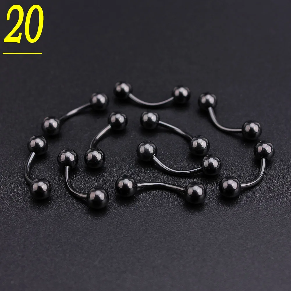 50pcs/set Black Stainless Steel Eyebrow Ball Body Piercing Jewelrybody